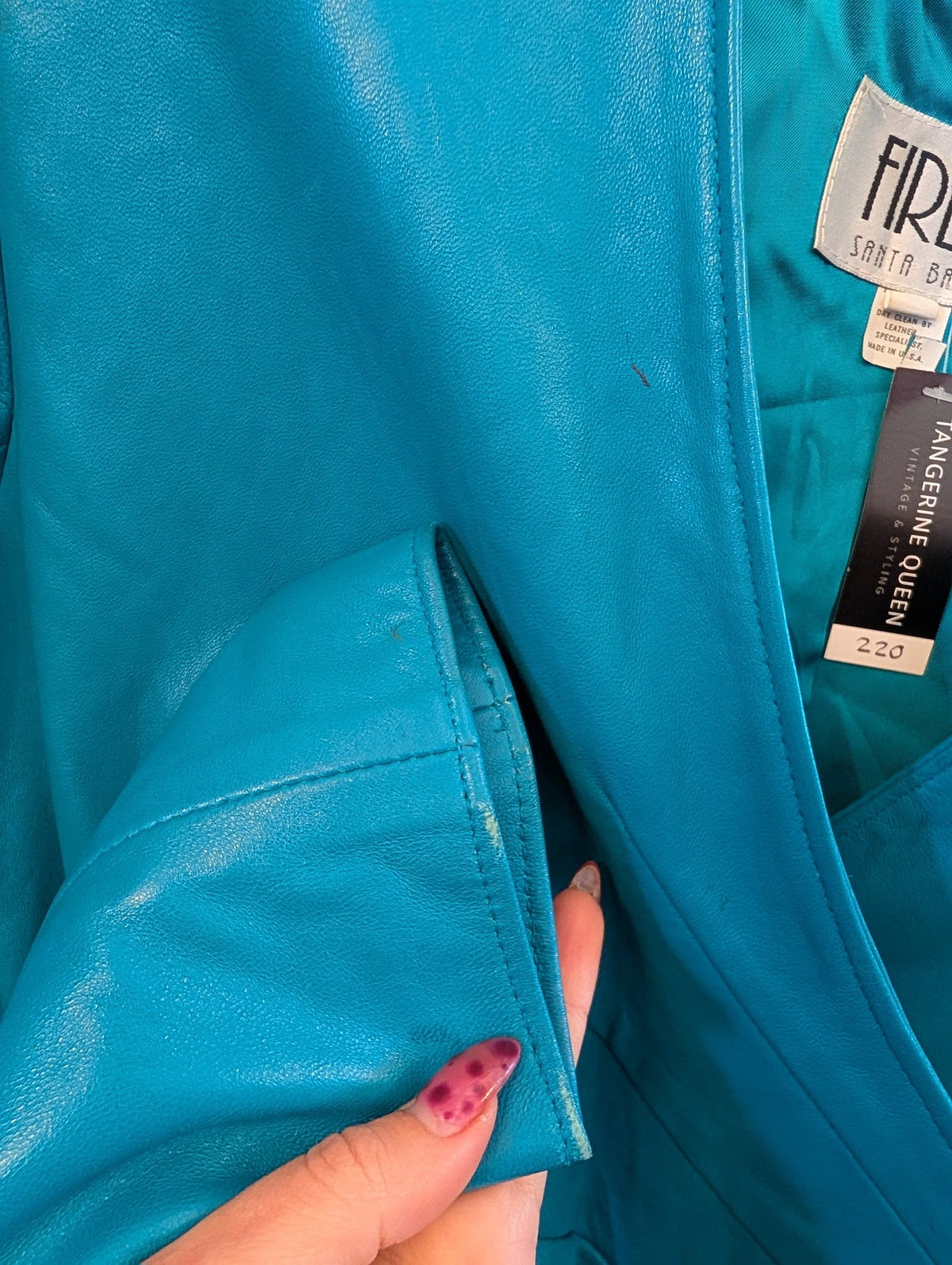 Teal Leather Cropped Jacket