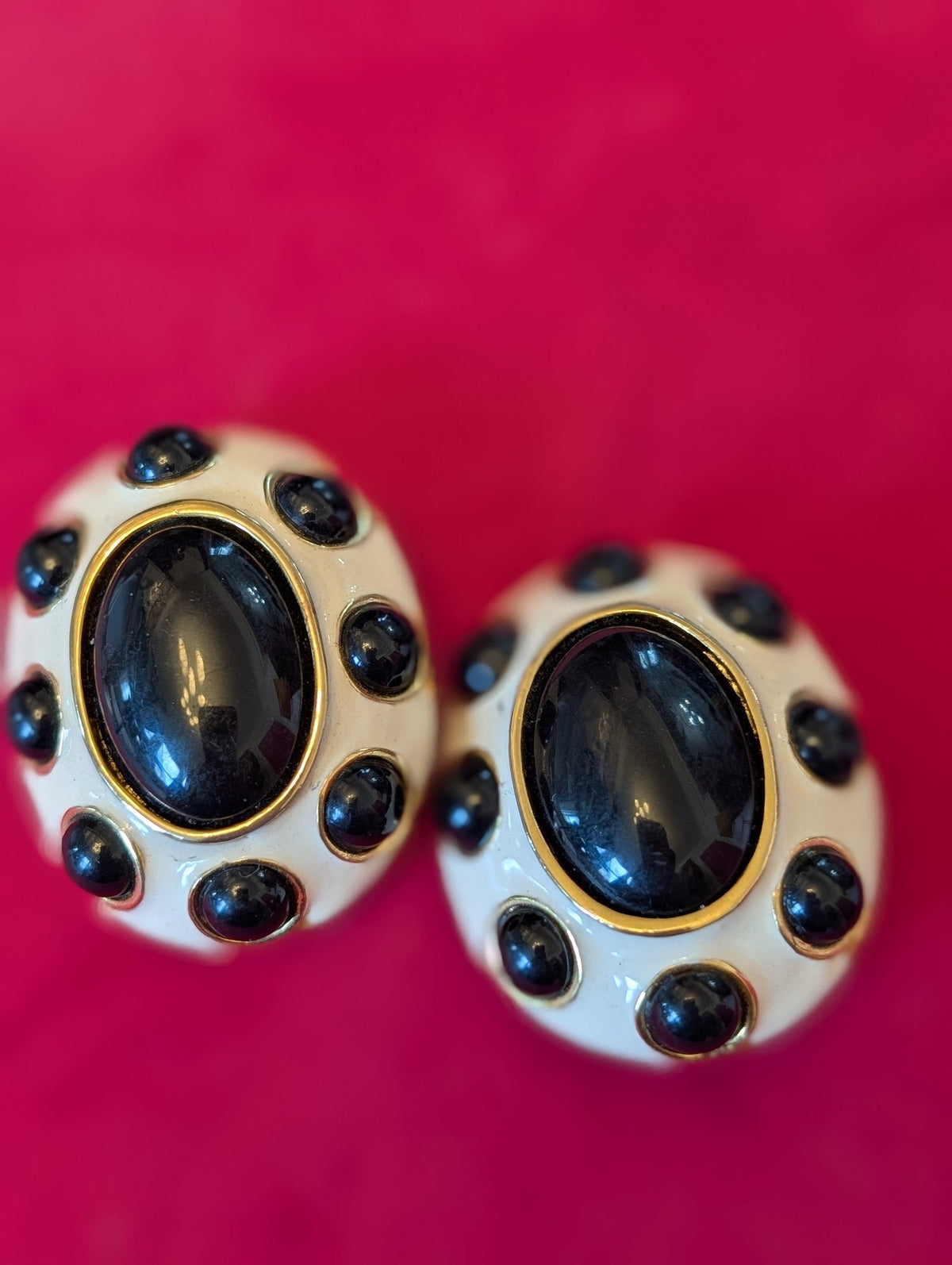 Black and White Oversized Clip-On Earrings