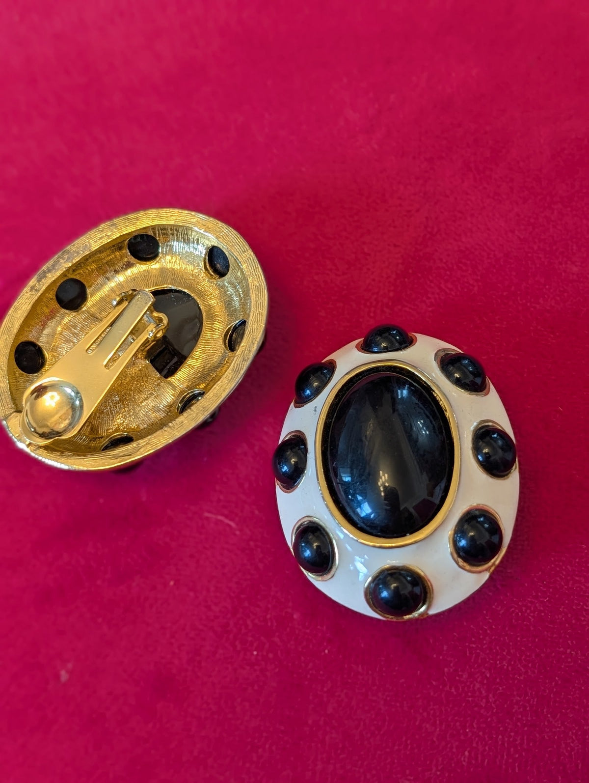Black and White Oversized Clip-On Earrings