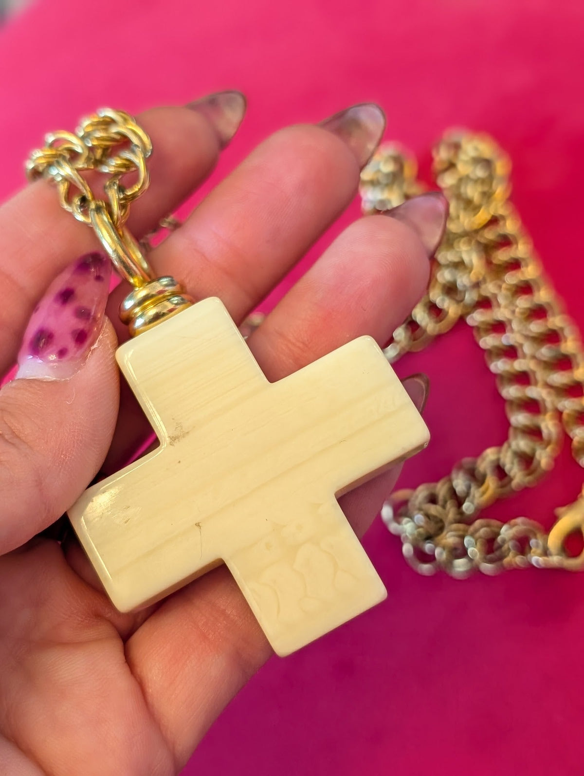 Cream Cross Necklace