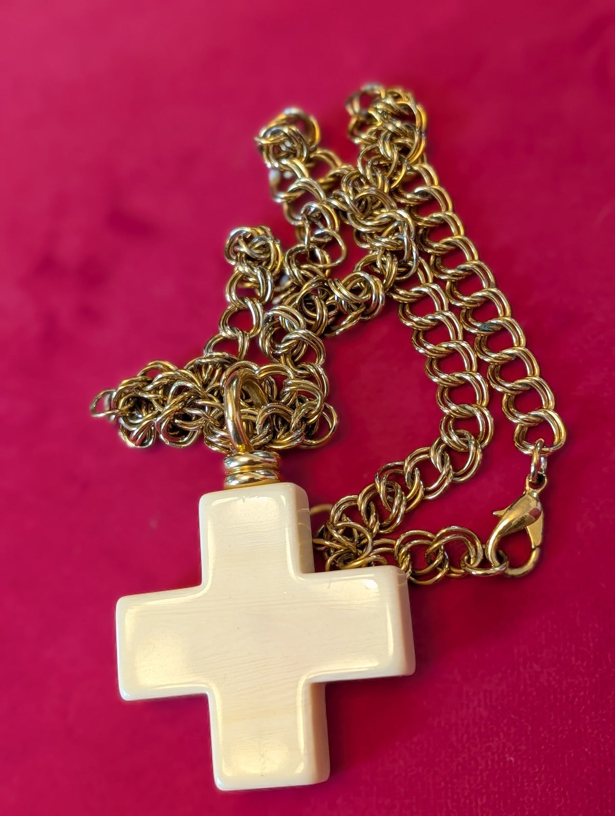Cream Cross Necklace
