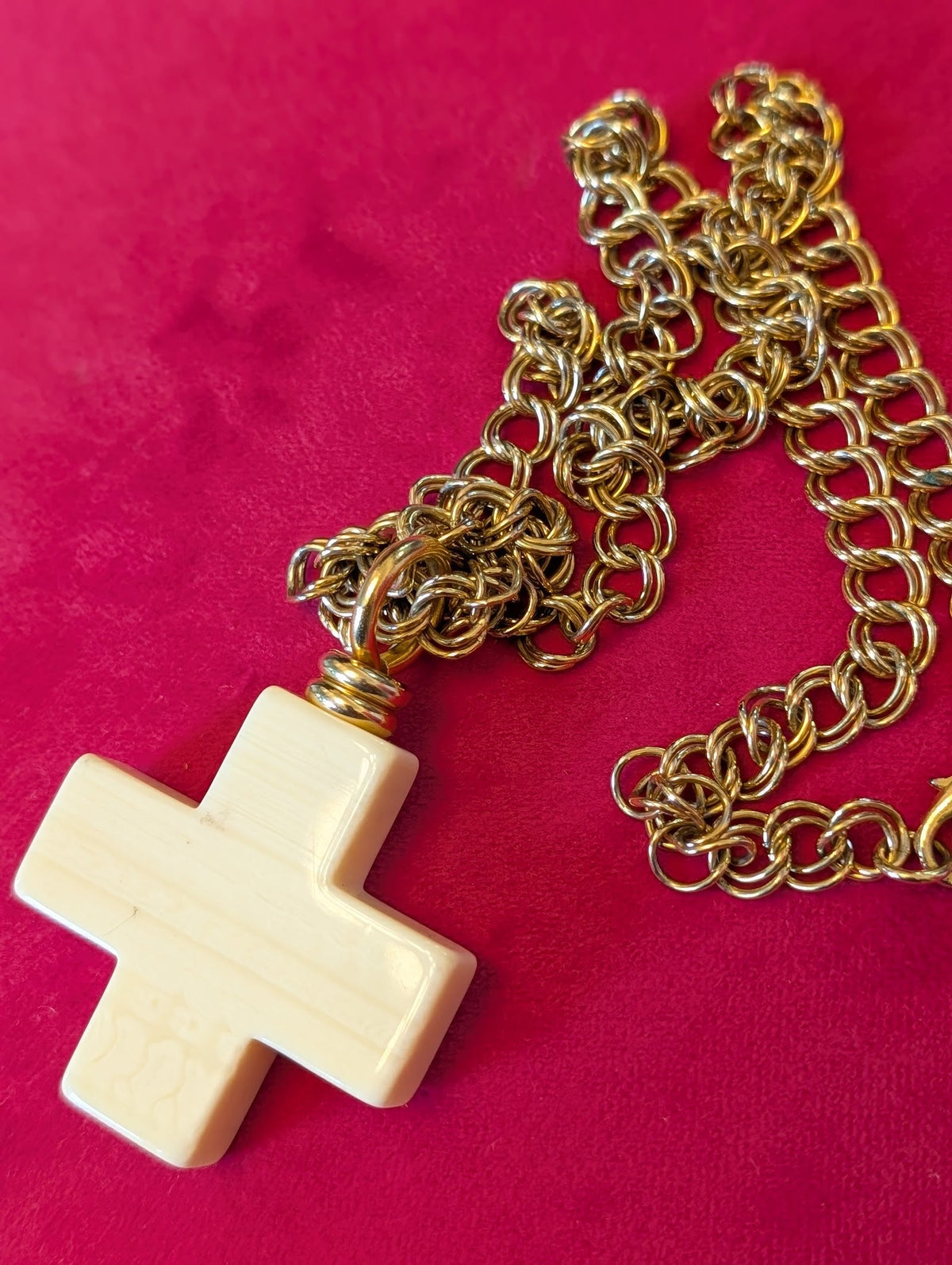 Cream Cross Necklace