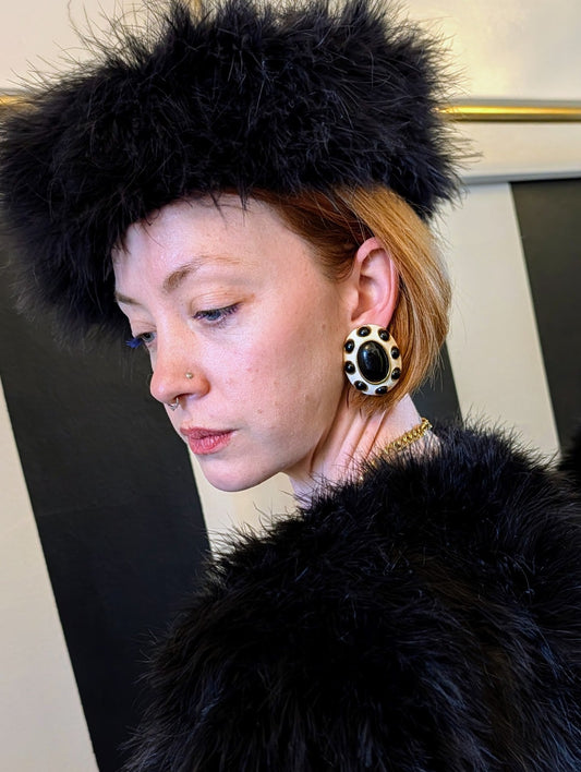 Black and White Oversized Clip-On Earrings