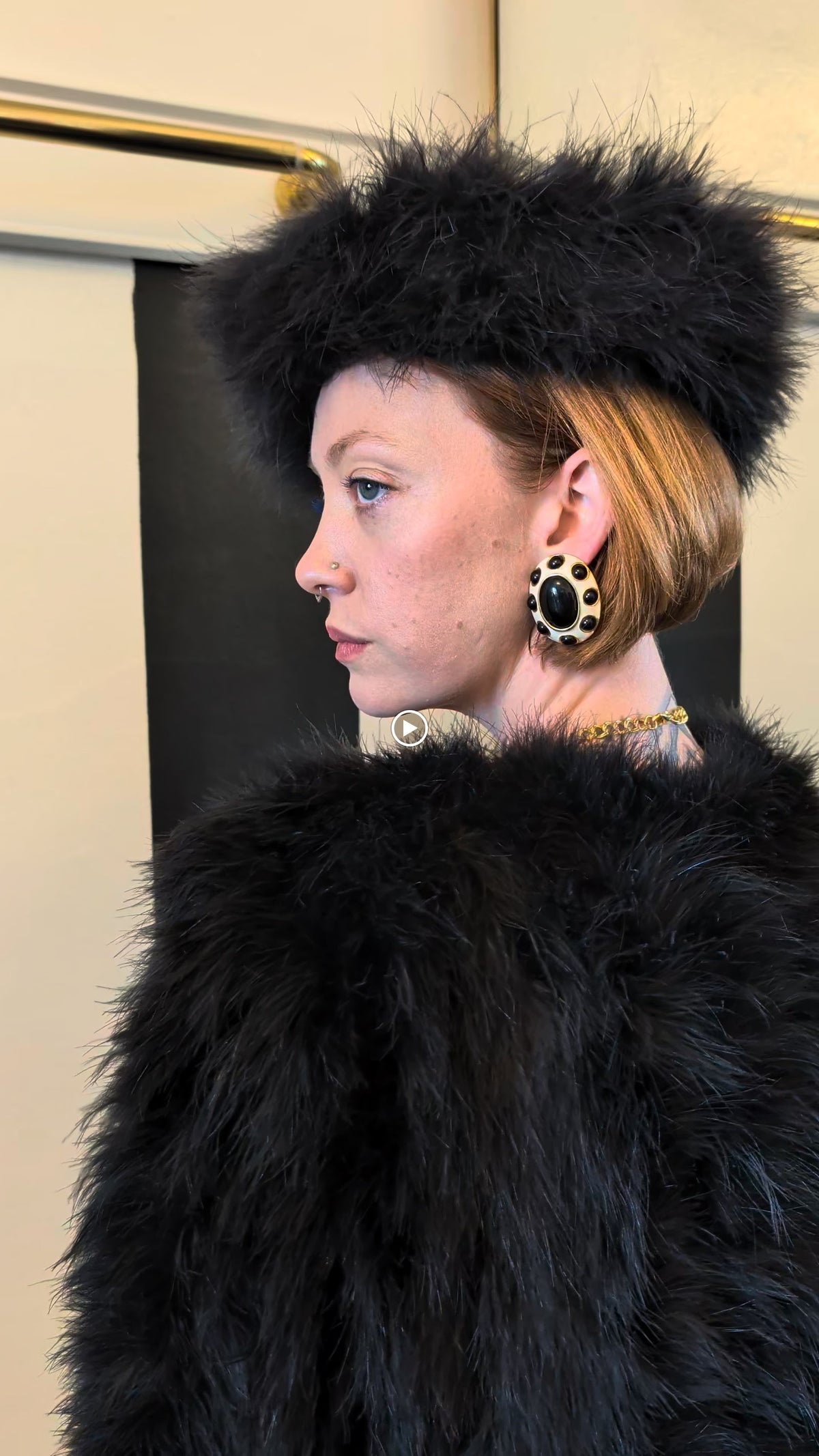 Black and White Oversized Clip-On Earrings