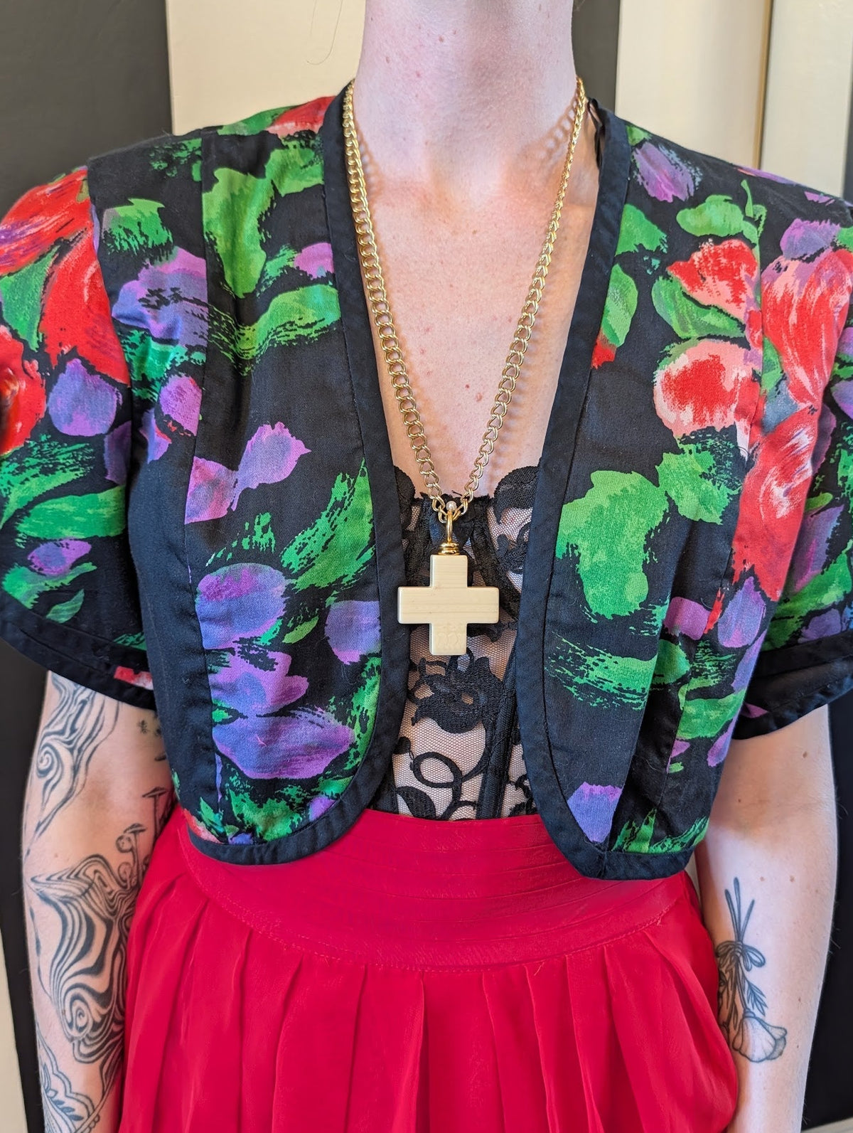 Cream Cross Necklace