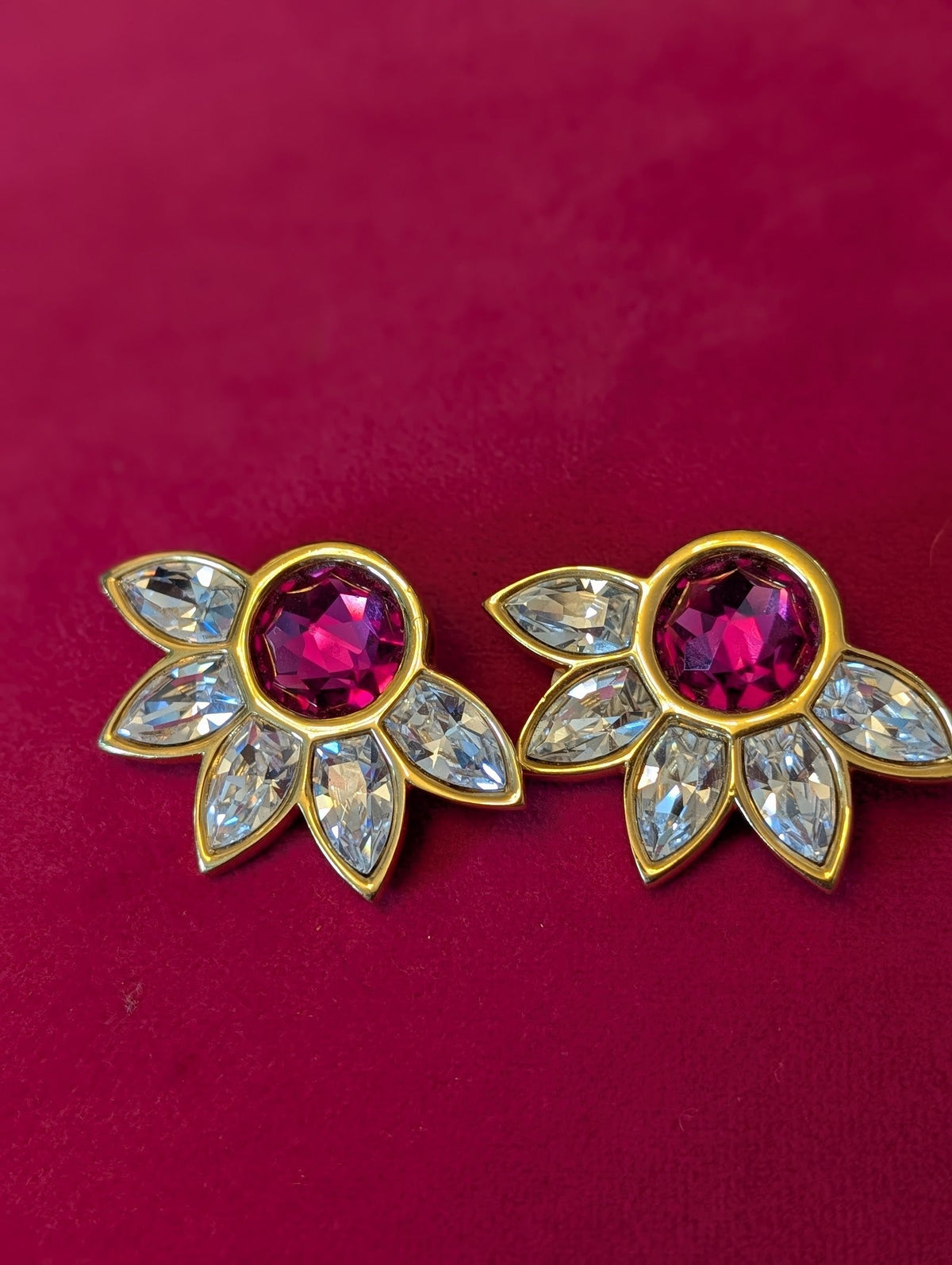 Pink and Pink Gemstone Earrings by Signed Sal