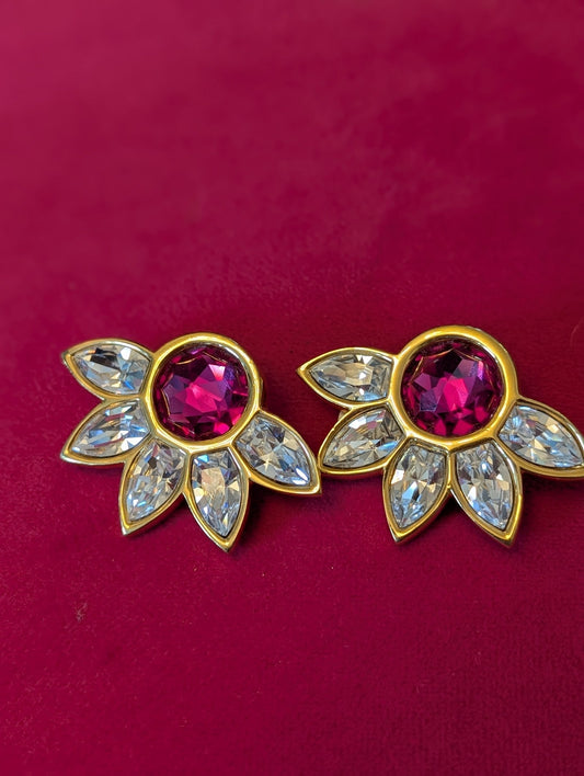 Pink and Pink Gemstone Earrings by Signed Sal