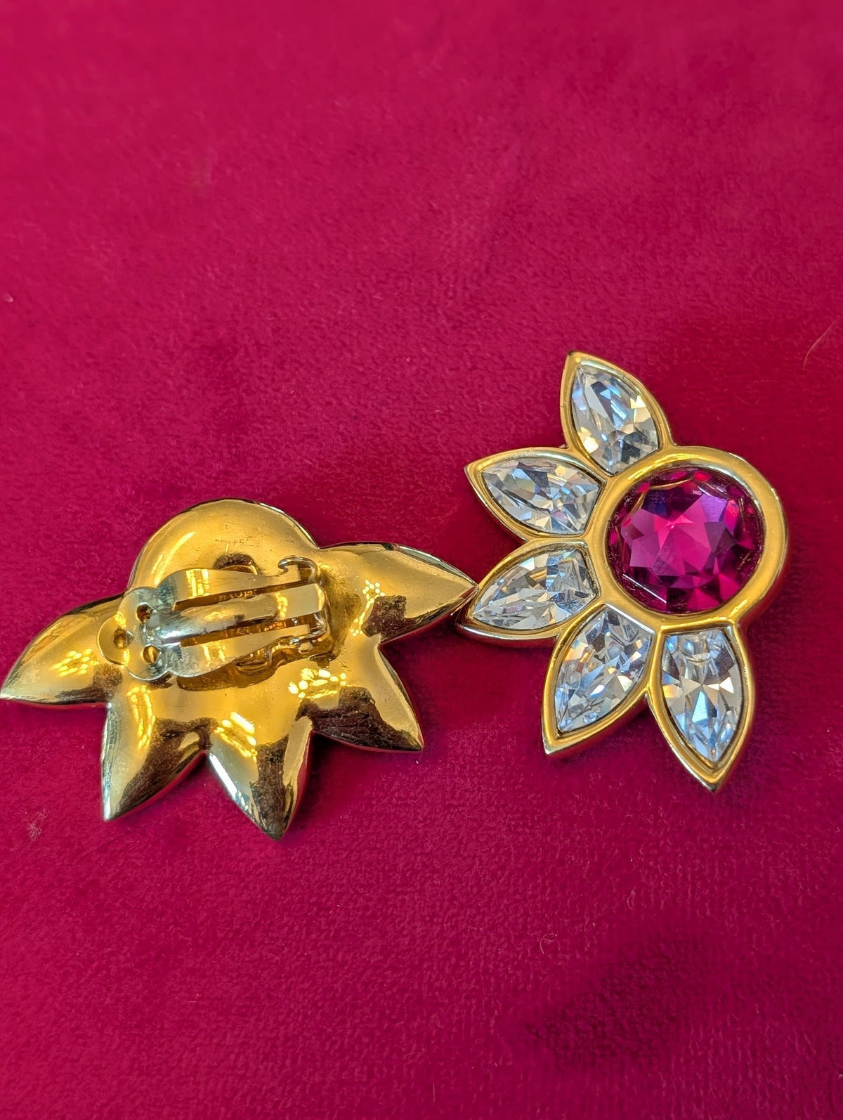 Pink and Pink Gemstone Earrings by Signed Sal
