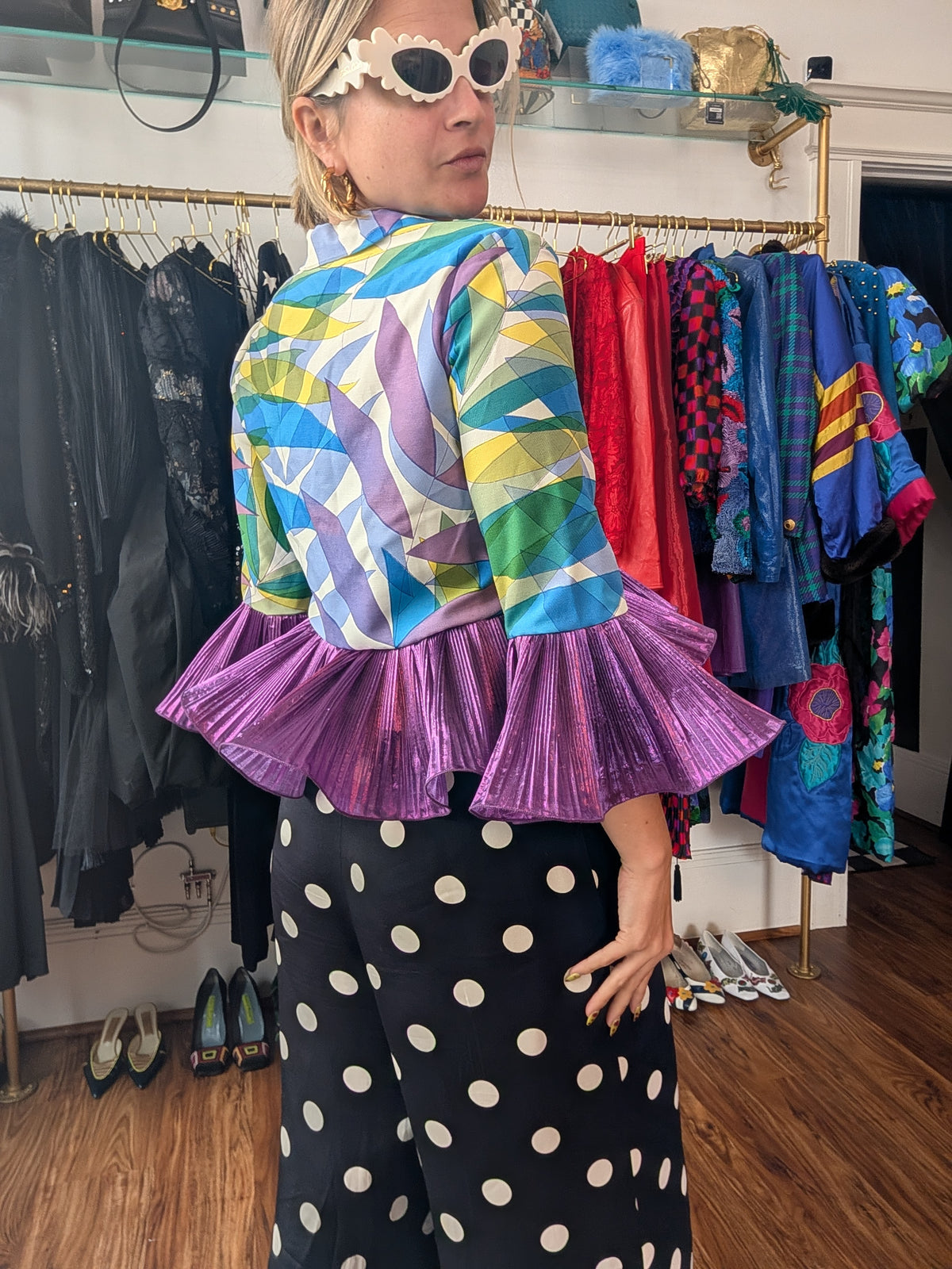 60s Pastel Ruffle Crop Top