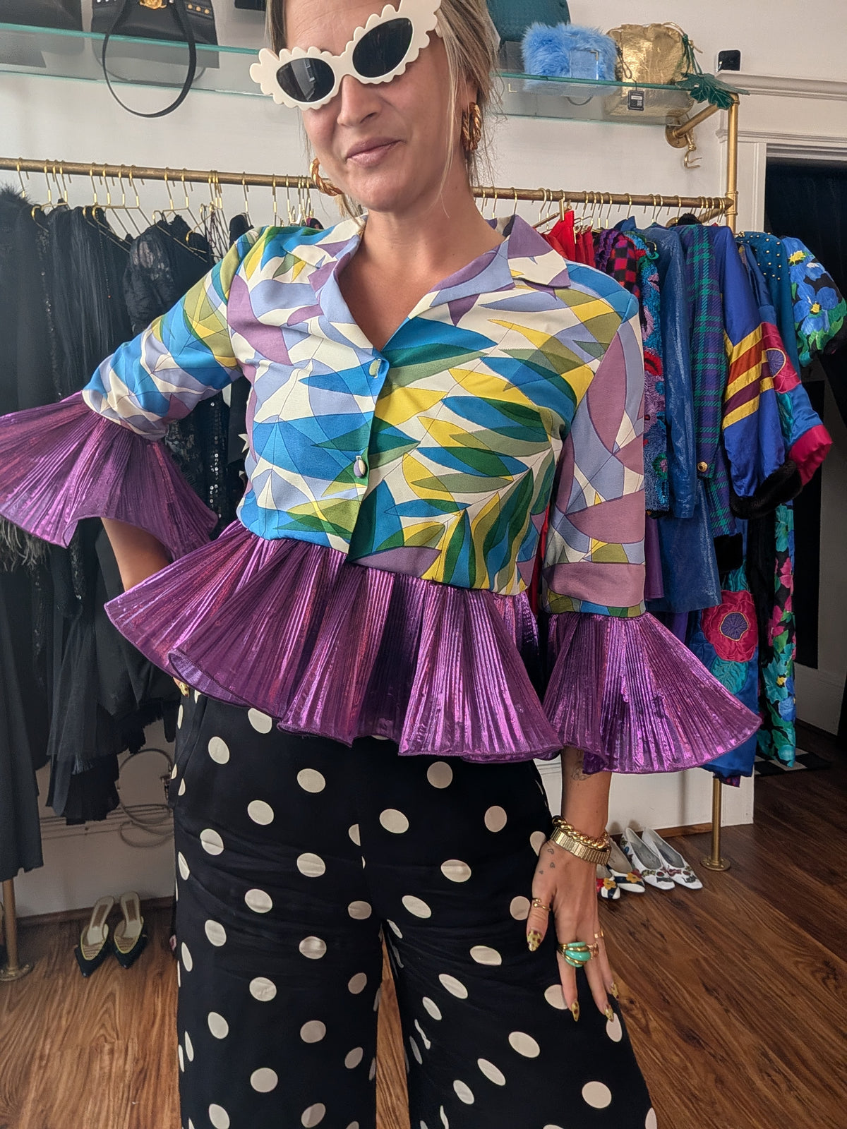 60s Pastel Ruffle Crop Top