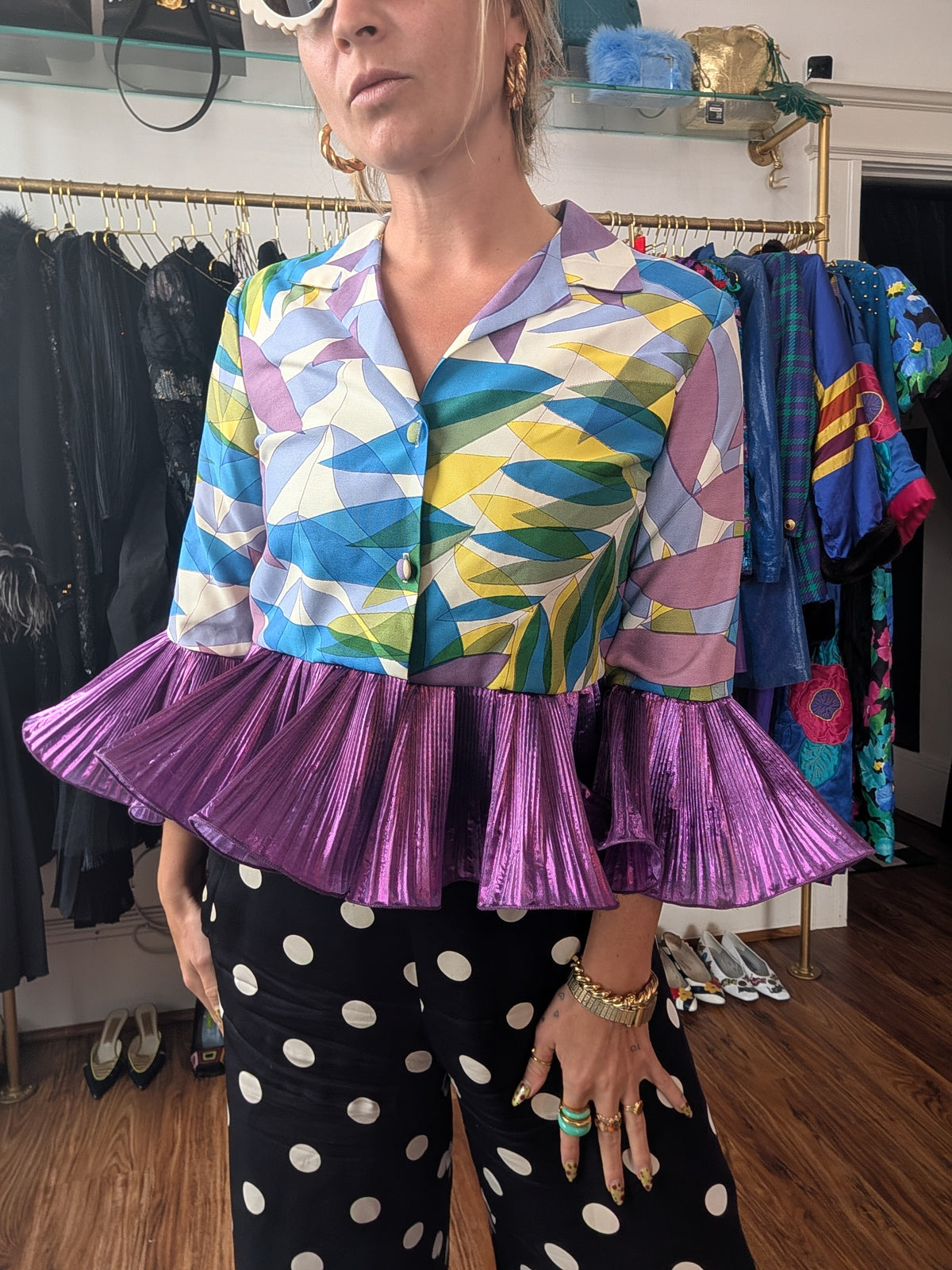 60s Pastel Ruffle Crop Top