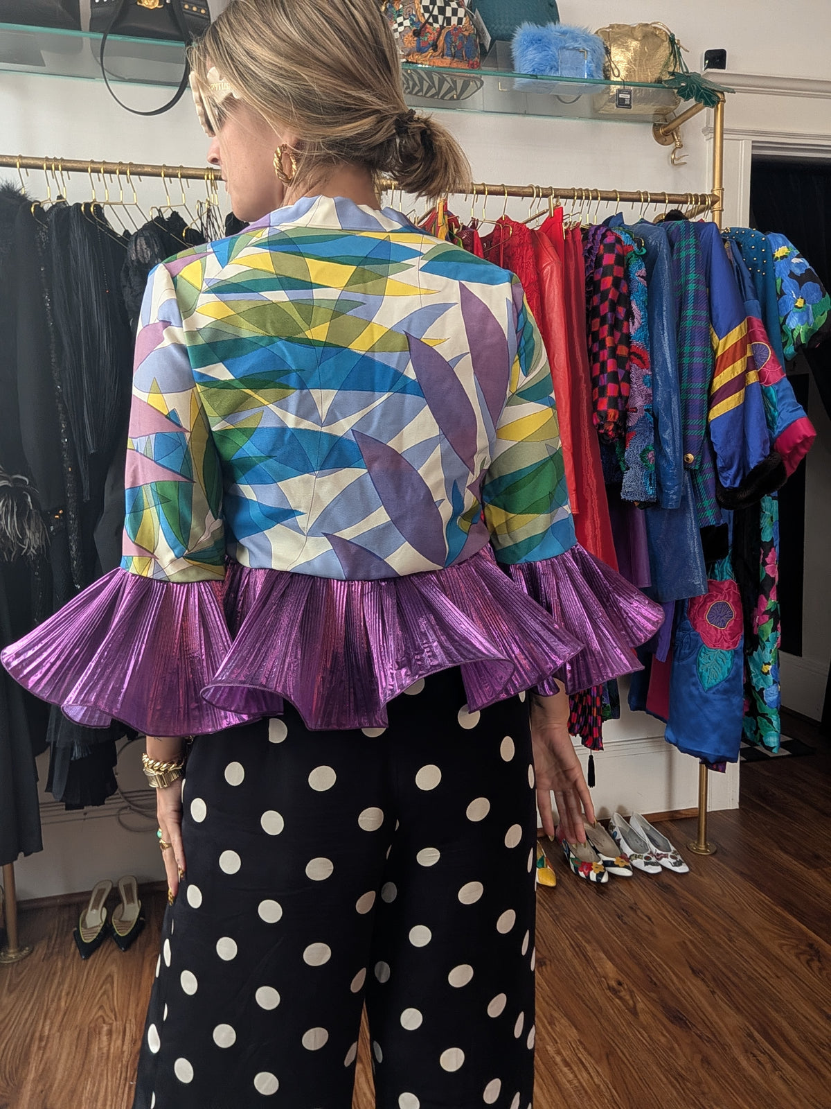 60s Pastel Ruffle Crop Top