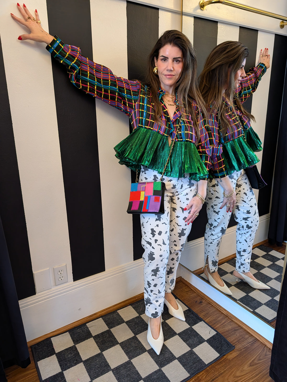 Plaid Ruffle Rework Top