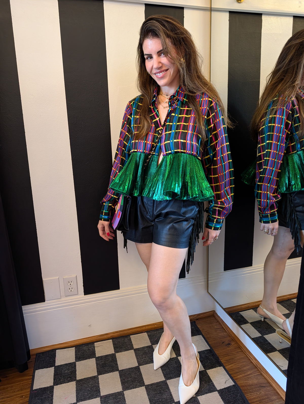 Plaid Ruffle Rework Top