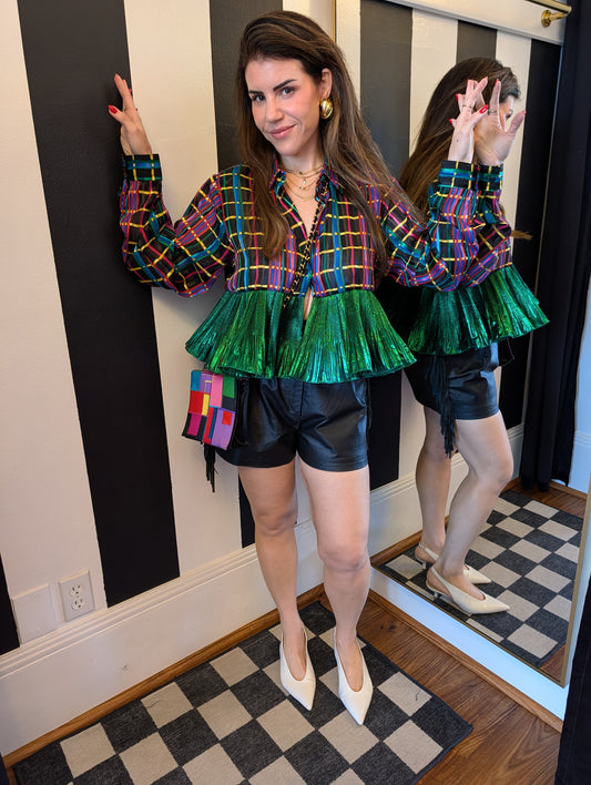 Plaid Ruffle Rework Top
