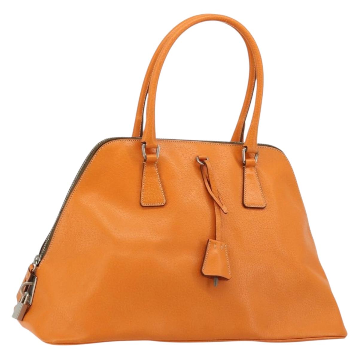 Vintage 2001 Prada Papaya Cinghiale Leather Dome Bag