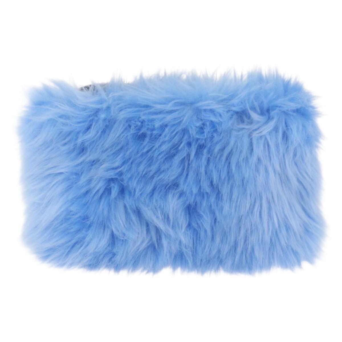 Vintage Y2K Prada Blue Faux Fur Wristlet Clutch
