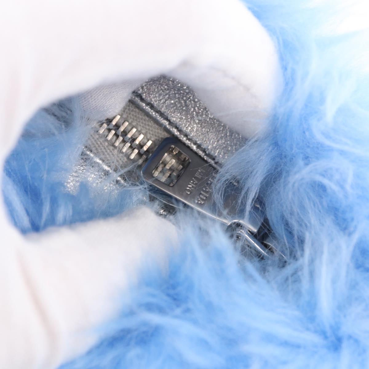 Vintage Y2K Prada Blue Faux Fur Wristlet Clutch