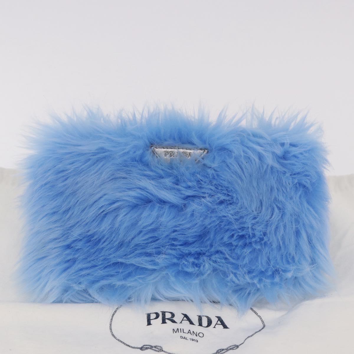 Vintage Y2K Prada Blue Faux Fur Wristlet Clutch