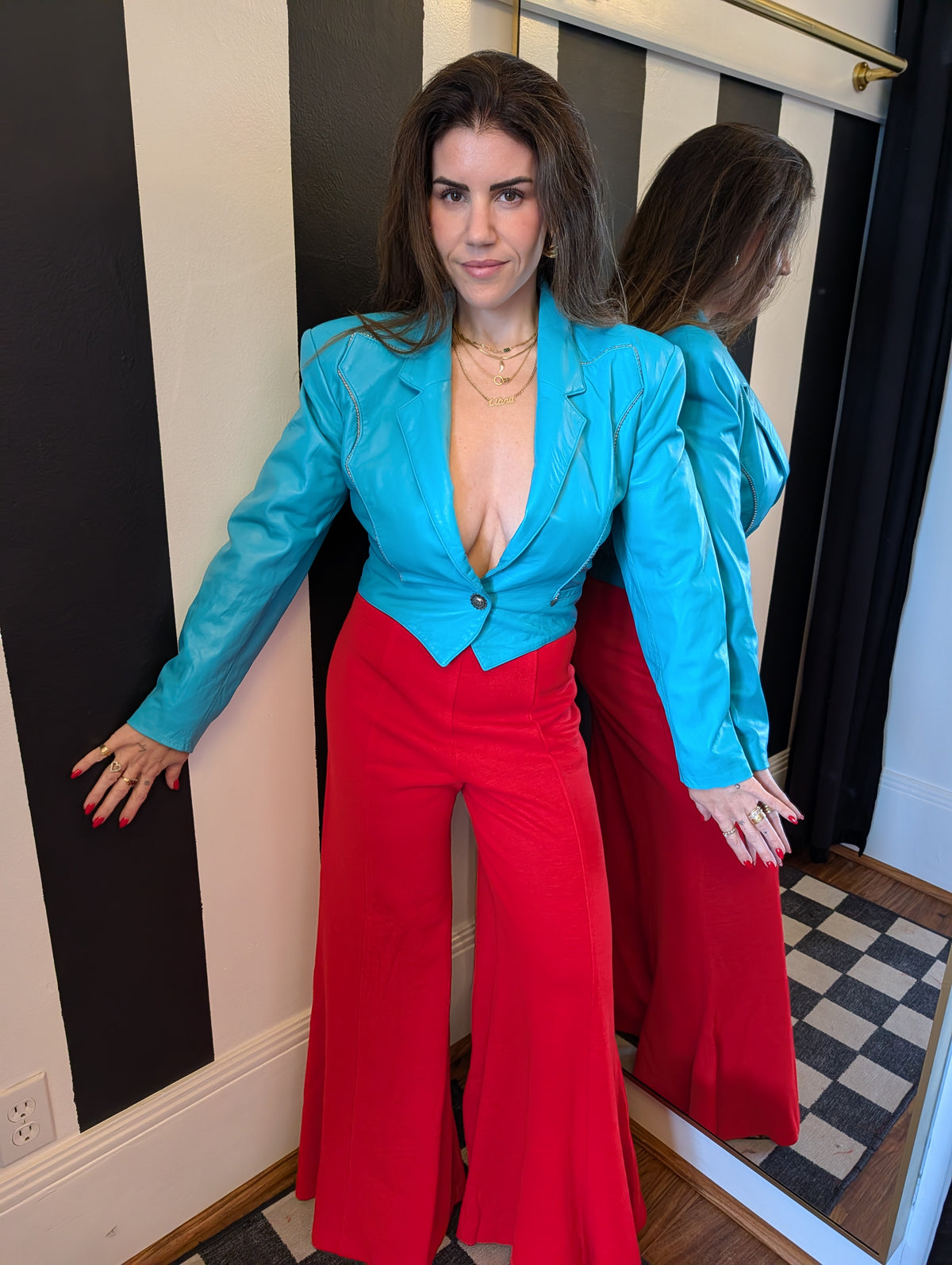 North Beach Leather Teal Leather Jacket