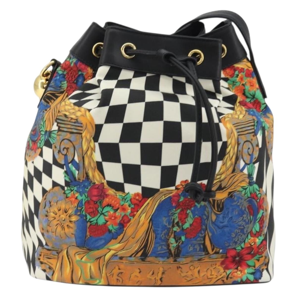 Vintage 80s/90s Gianni Versace Checkerboard Barocco Bucket Bag