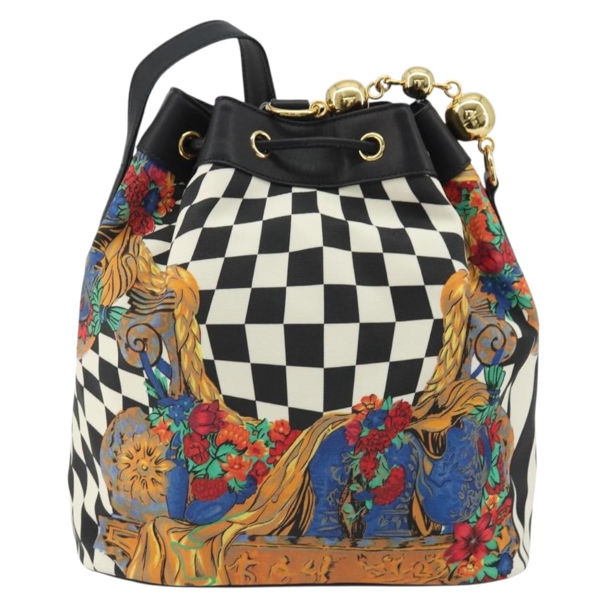 Vintage 80s/90s Gianni Versace Checkerboard Barocco Bucket Bag