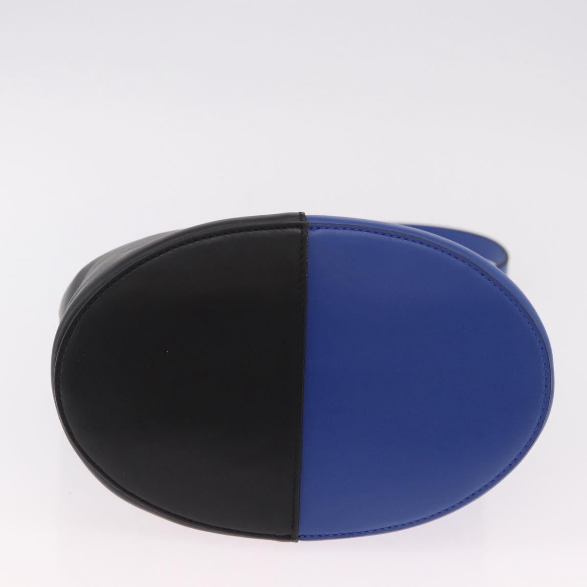 Versace Blue and Black Leather Colorblock Bucket Bag