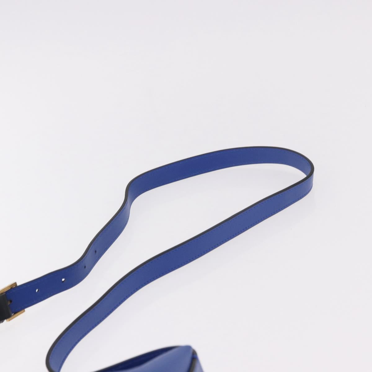 Versace Blue and Black Leather Colorblock Bucket Bag