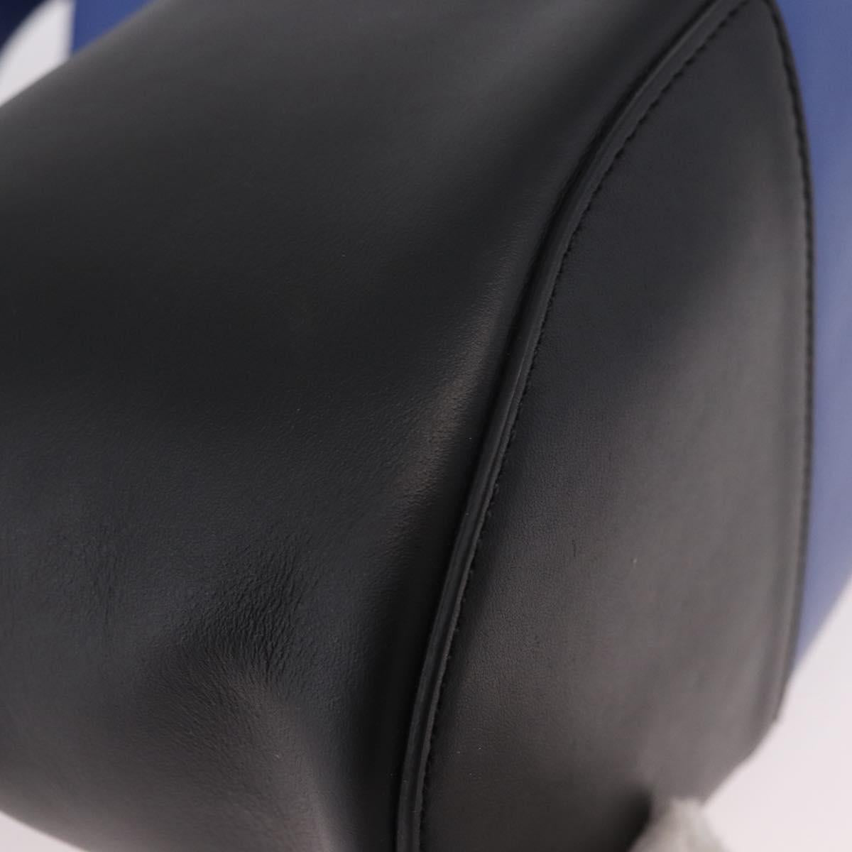 Versace Blue and Black Leather Colorblock Bucket Bag