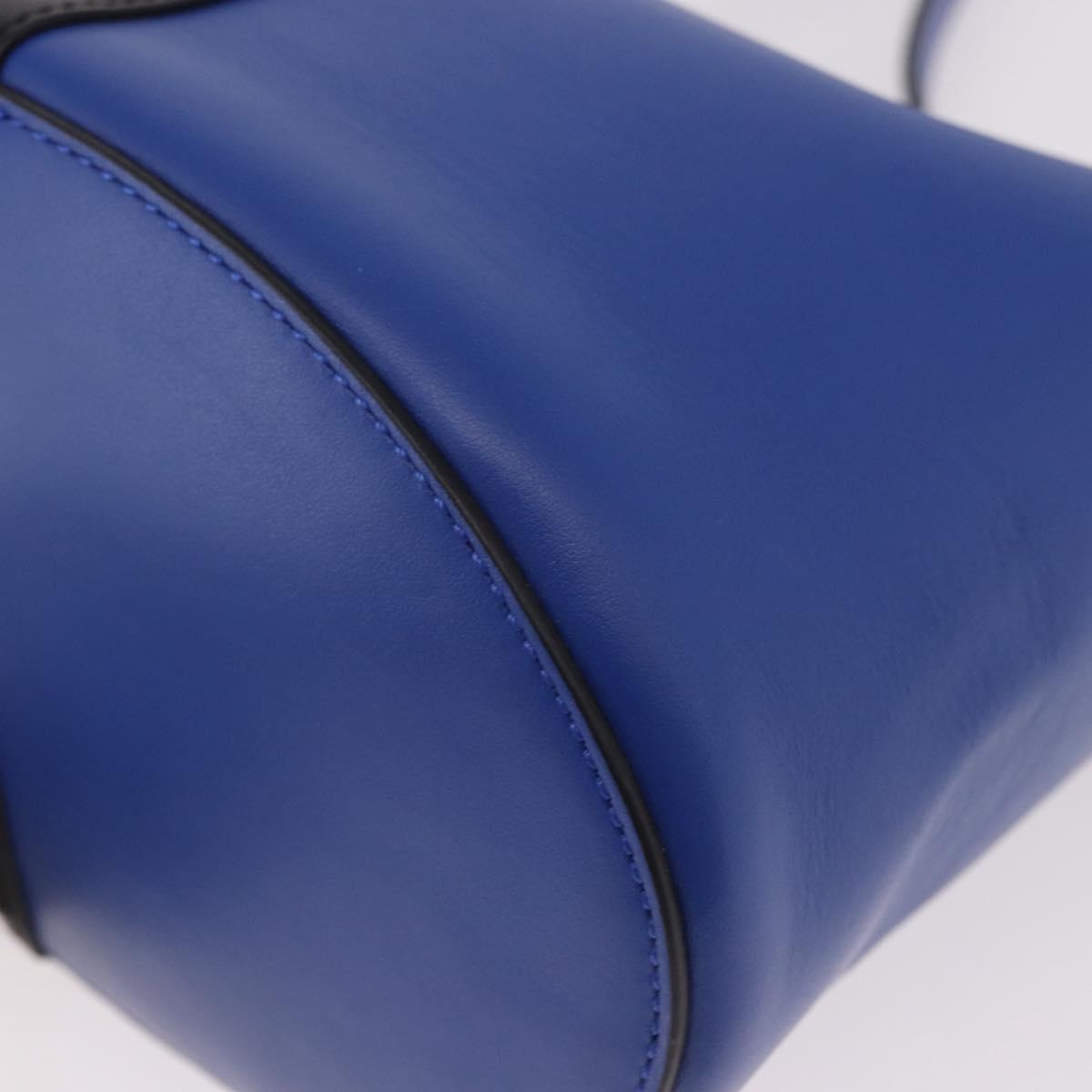 Versace Blue and Black Leather Colorblock Bucket Bag