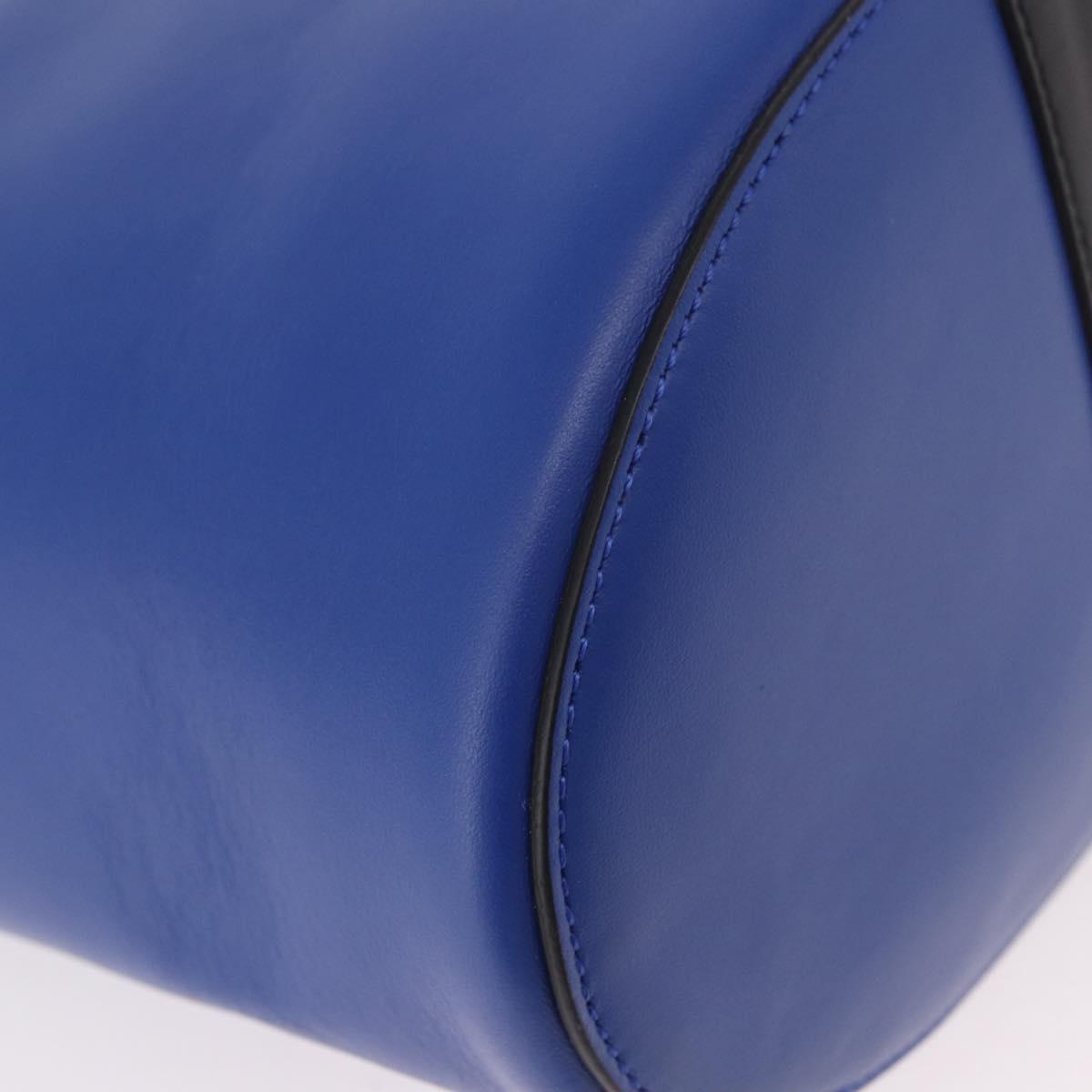 Versace Blue and Black Leather Colorblock Bucket Bag