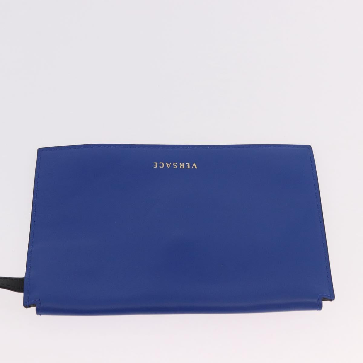 Versace Blue and Black Leather Colorblock Bucket Bag