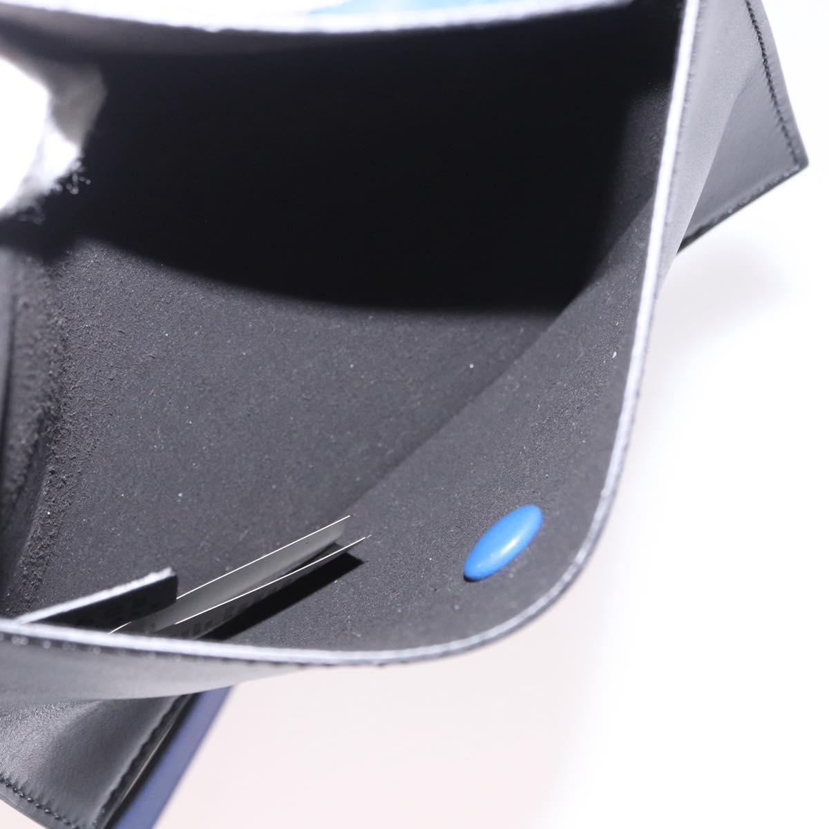 Versace Blue and Black Leather Colorblock Bucket Bag