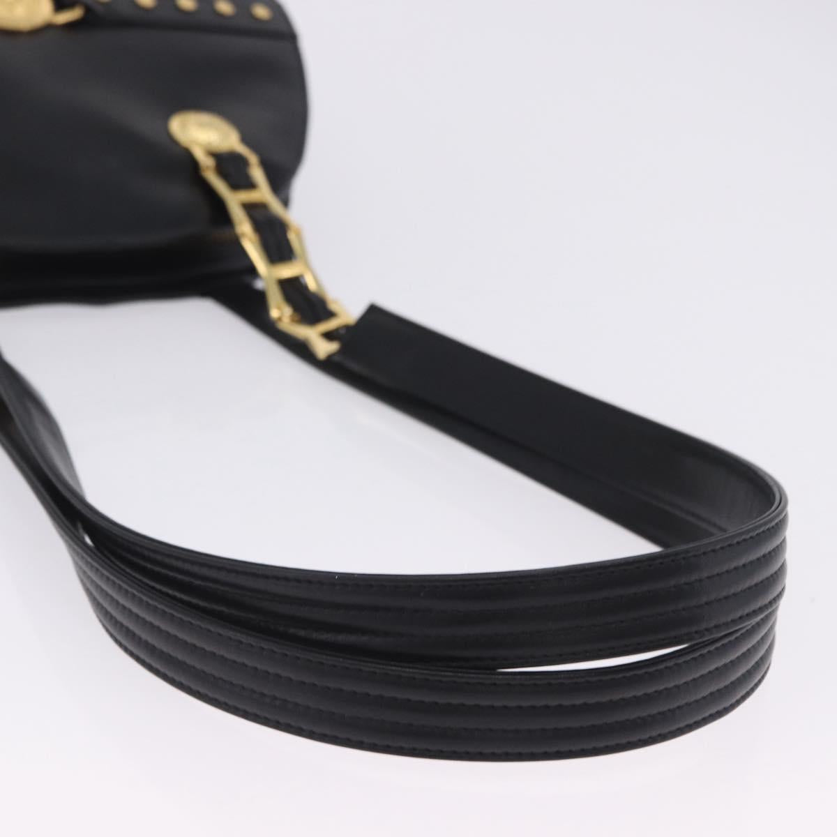 Vintage 90s Gianni Versace Black Leather Medusa Sunburst Tote