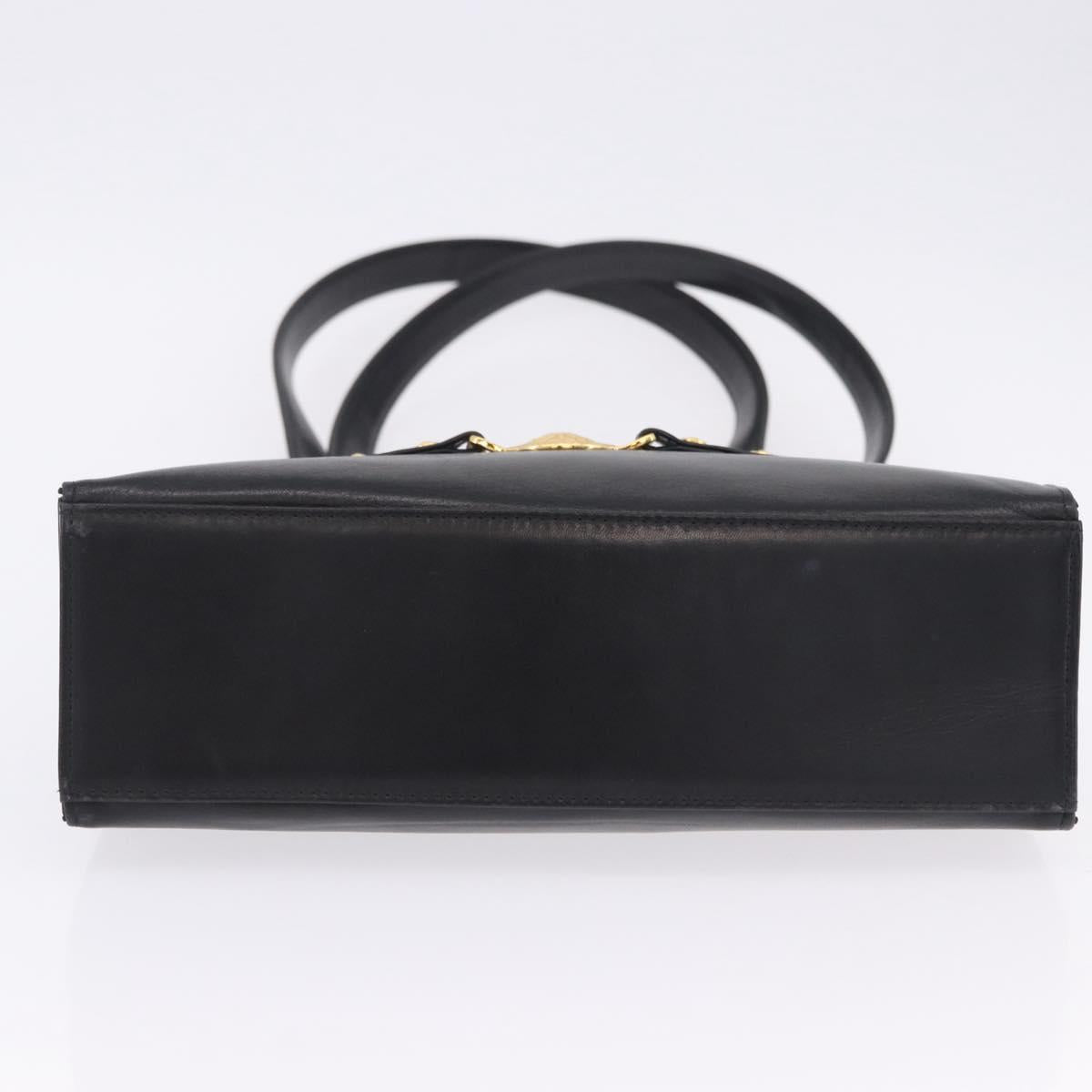 Vintage 90s Gianni Versace Black Leather Medusa Sunburst Tote