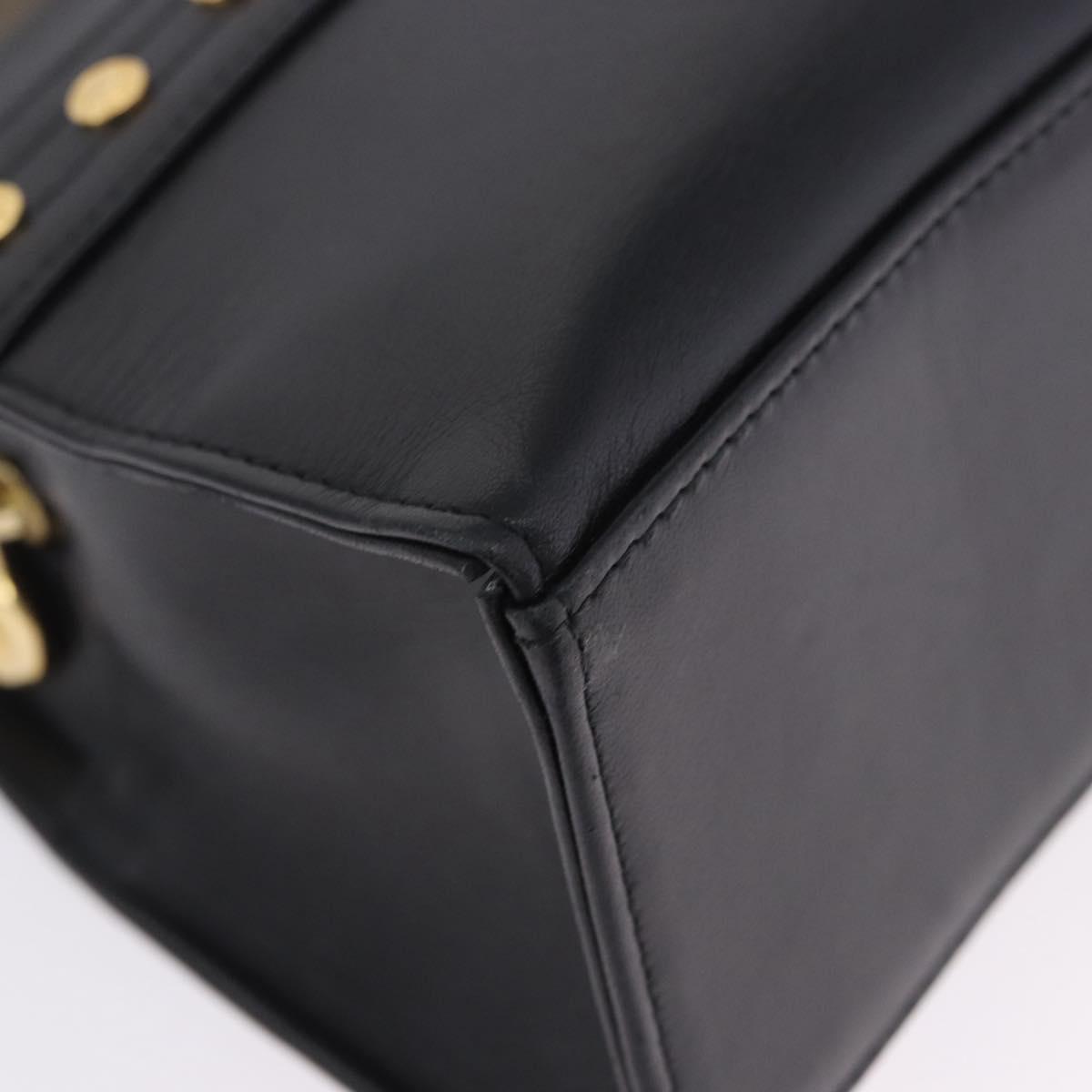 Vintage 90s Gianni Versace Black Leather Medusa Sunburst Tote