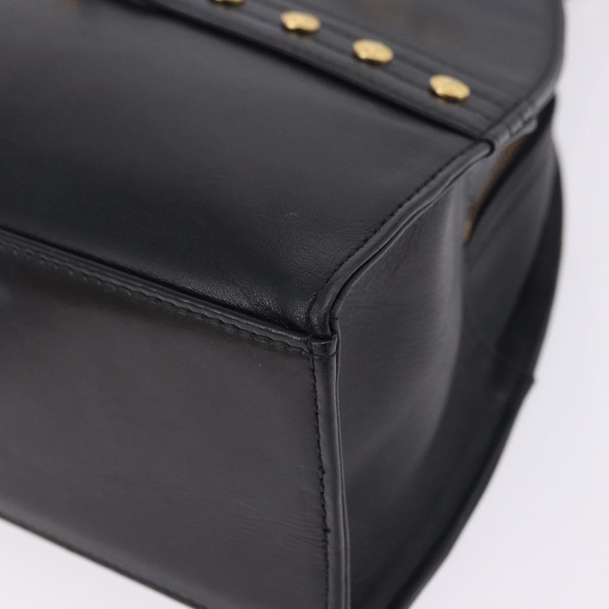 Vintage 90s Gianni Versace Black Leather Medusa Sunburst Tote