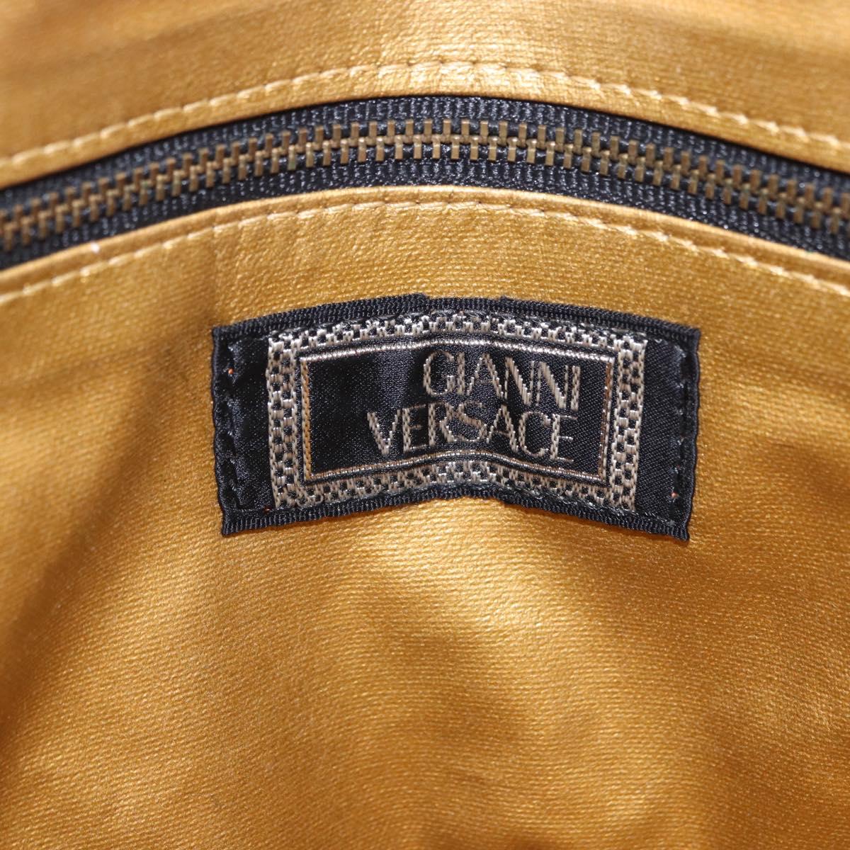 Vintage 90s Gianni Versace Black Leather Medusa Sunburst Tote