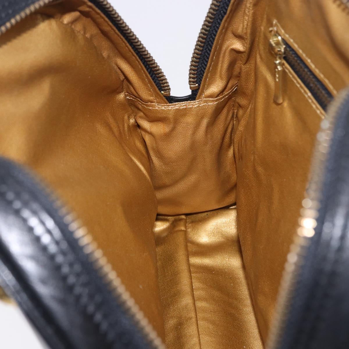 Vintage 90s Gianni Versace Black Leather Medusa Sunburst Tote