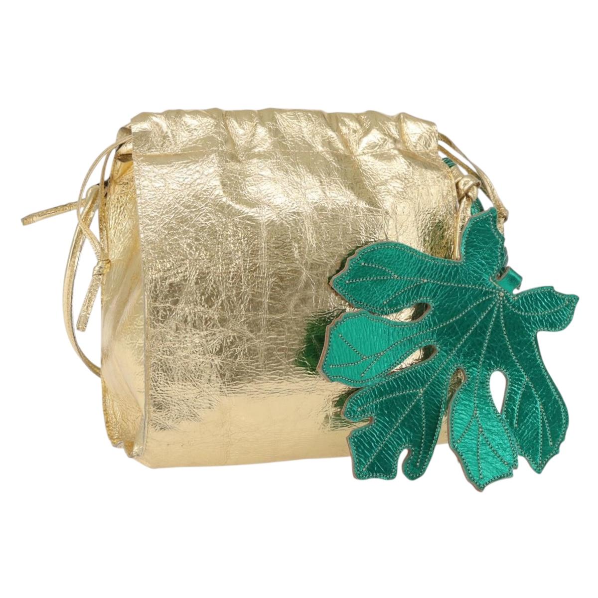 2010s Vivienne Westwood Gold Label Metallic Gold Fig Leaf Shoulder Bag