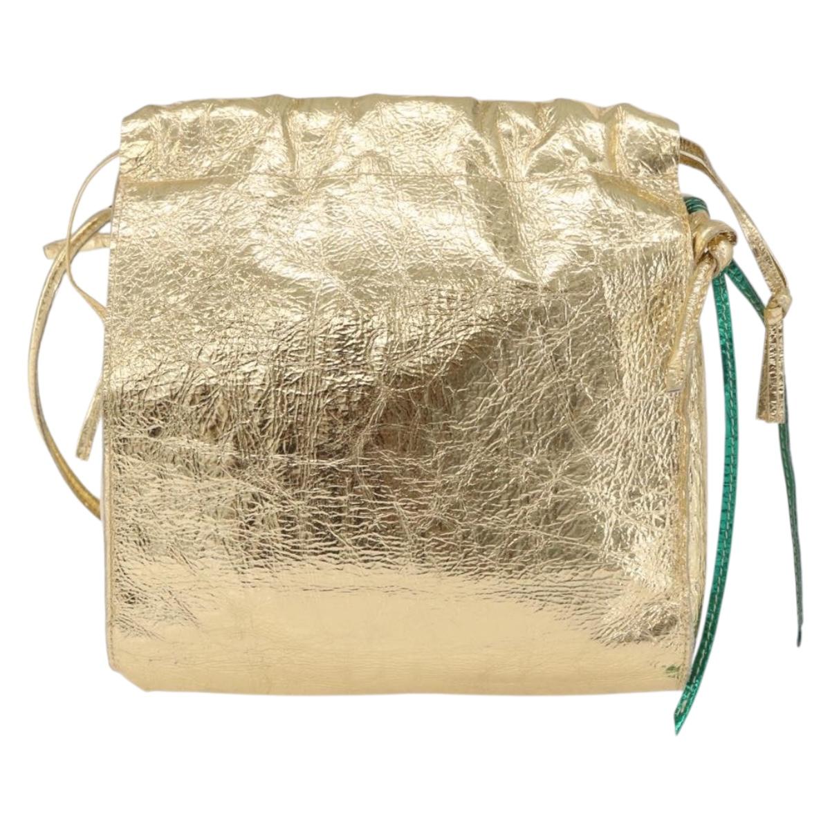 2010s Vivienne Westwood Gold Label Metallic Gold Fig Leaf Shoulder Bag
