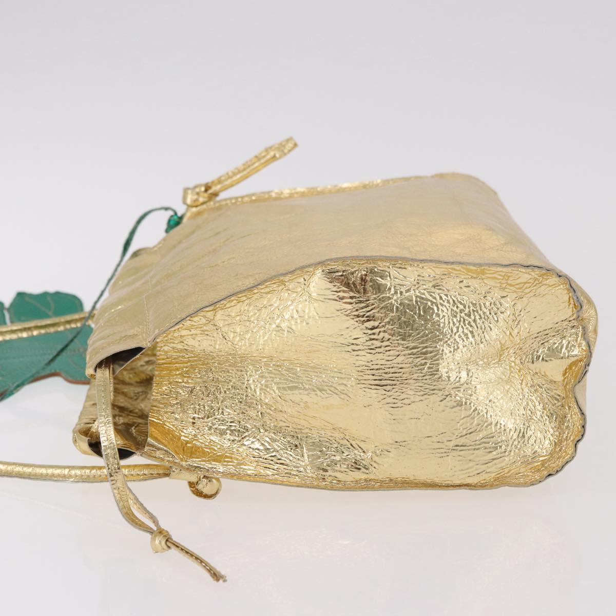 2010s Vivienne Westwood Gold Label Metallic Gold Fig Leaf Shoulder Bag